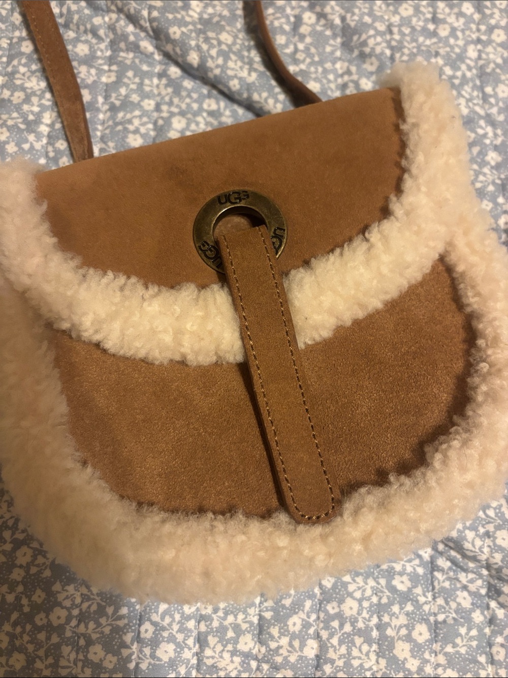 UGG Chestnut Brown Faux-Shearling Crossbody Bag - Picture 2 of 4